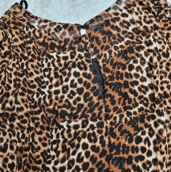 ✨️CL Just Fab Drop Waist Chiffon Dress In Leopard Size L - Picture 12 of 15